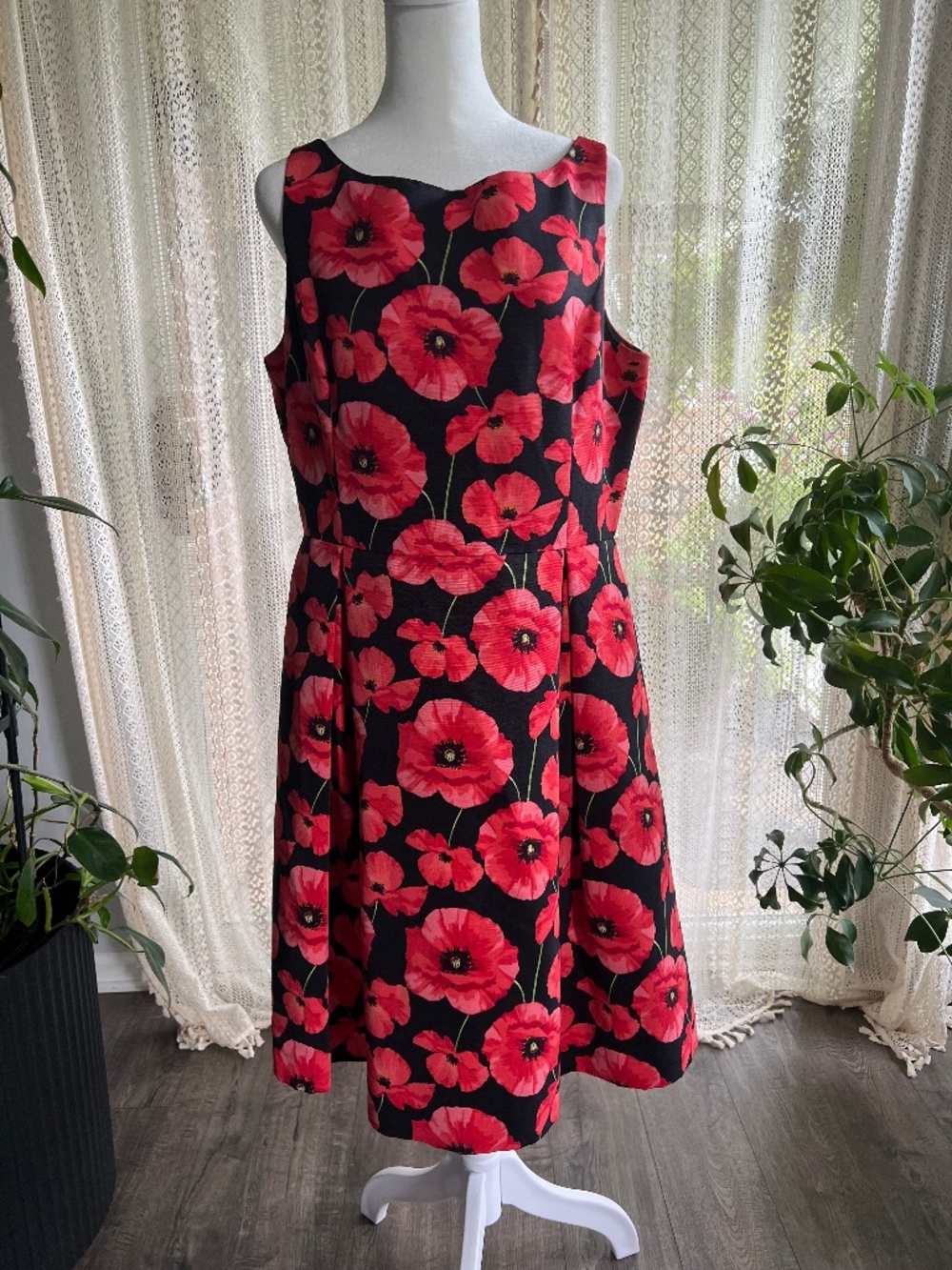Tommy Hilfiger black and red poppy dress, like new!